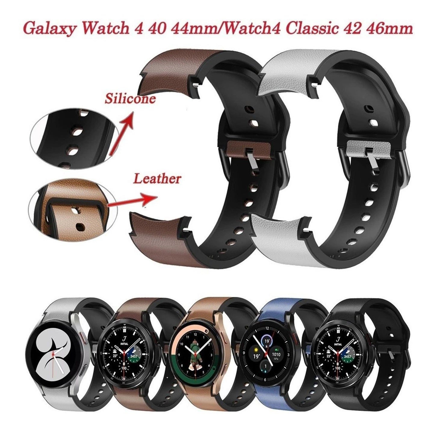 Correa Cuero + Silicona Para Samsung Galaxy Watch 4/watch 5/ Watch 6