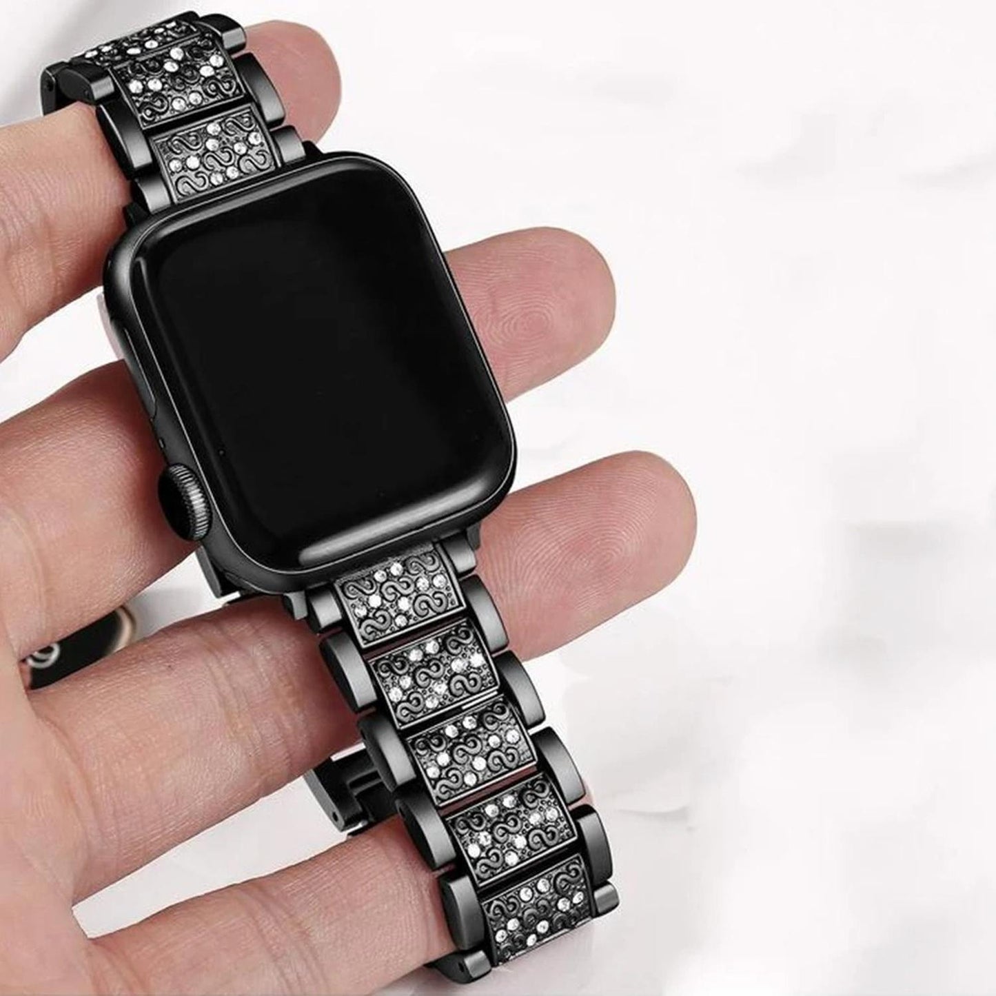 Correa Para Apple Watch Metálica Con Diamantes Imitación