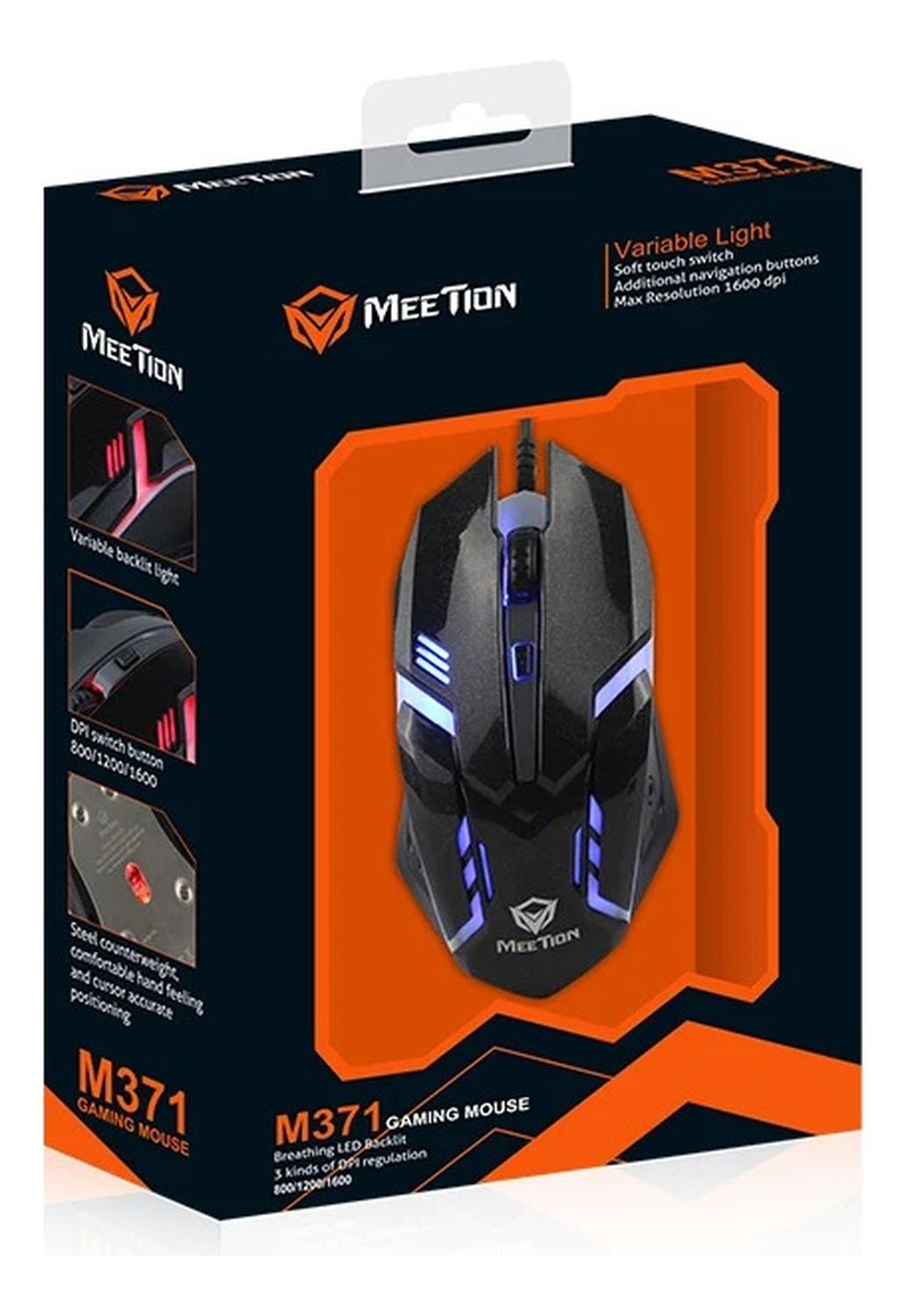 Mouse Gamer Meetion M371 Windows Optico Rgb Color Negro