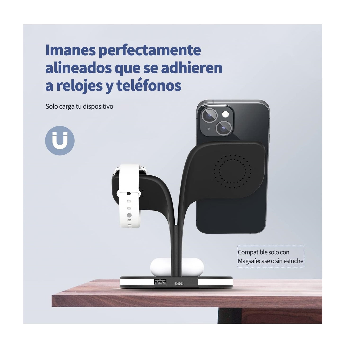 Estación Carga Inalámbrica Para iPhone 5en1 Carga Rápida