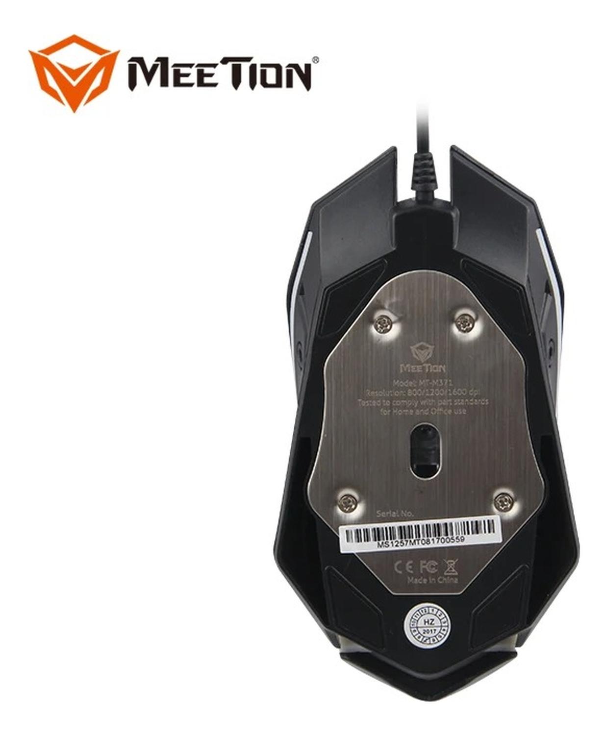 Mouse Gamer Meetion M371 Windows Optico Rgb Color Negro