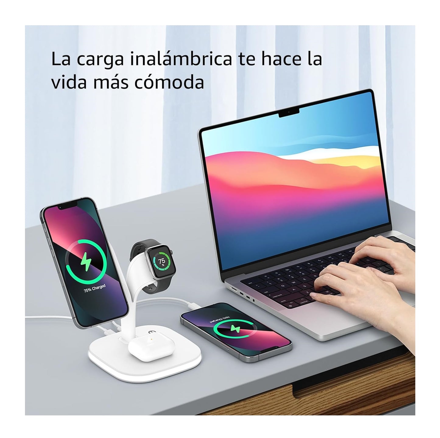 Estación Carga Inalámbrica Para iPhone 5en1 Carga Rápida