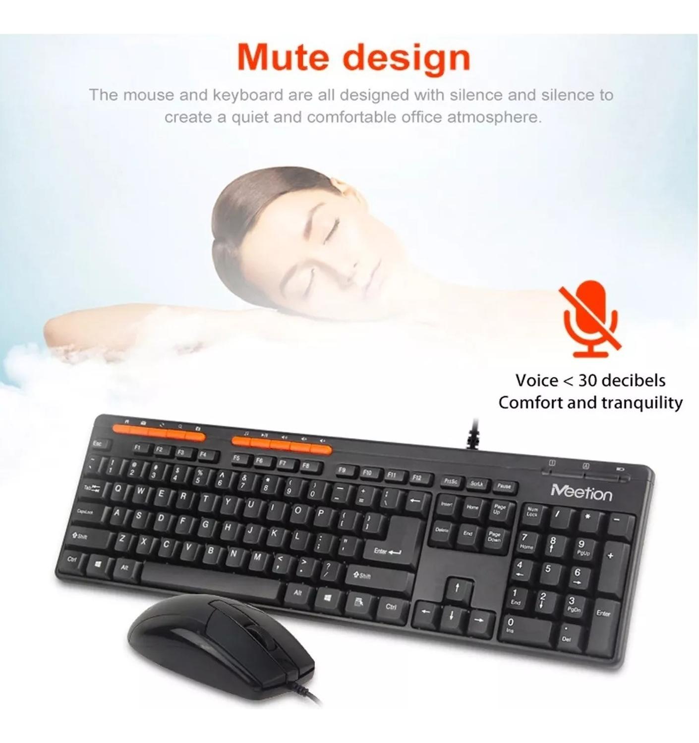 Kit Set Teclado Mouse Mousepad Parlantes Meetion Oficina