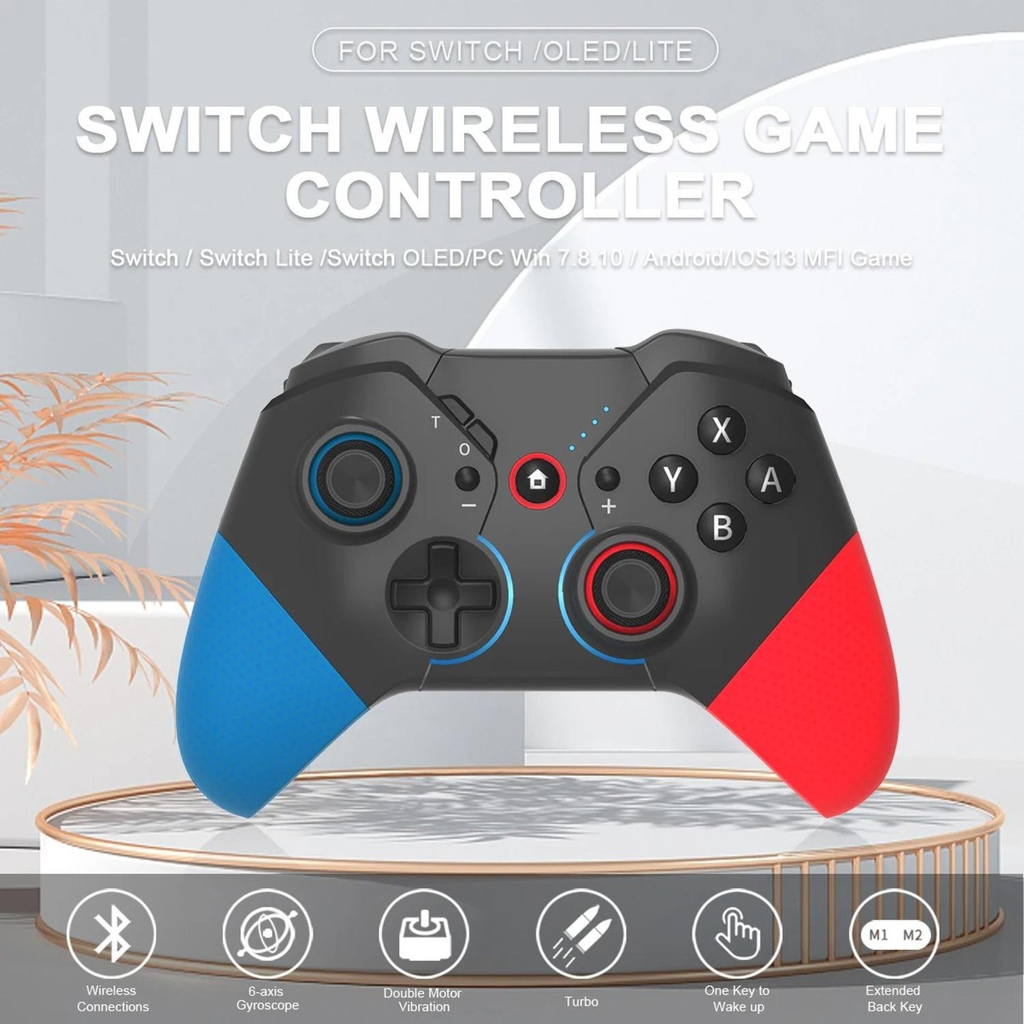 Control Inalámbrico para Switch y PC con Iluminación LED | Vibración y Giroscopio